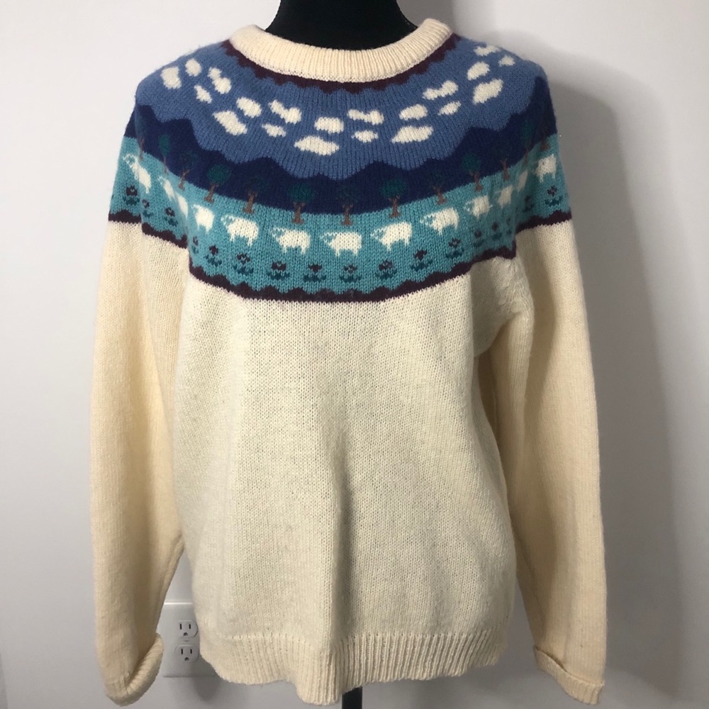 Woolrich Woman Vintage Fair Isle Sheep Sweater M - Picture 1 of 7
